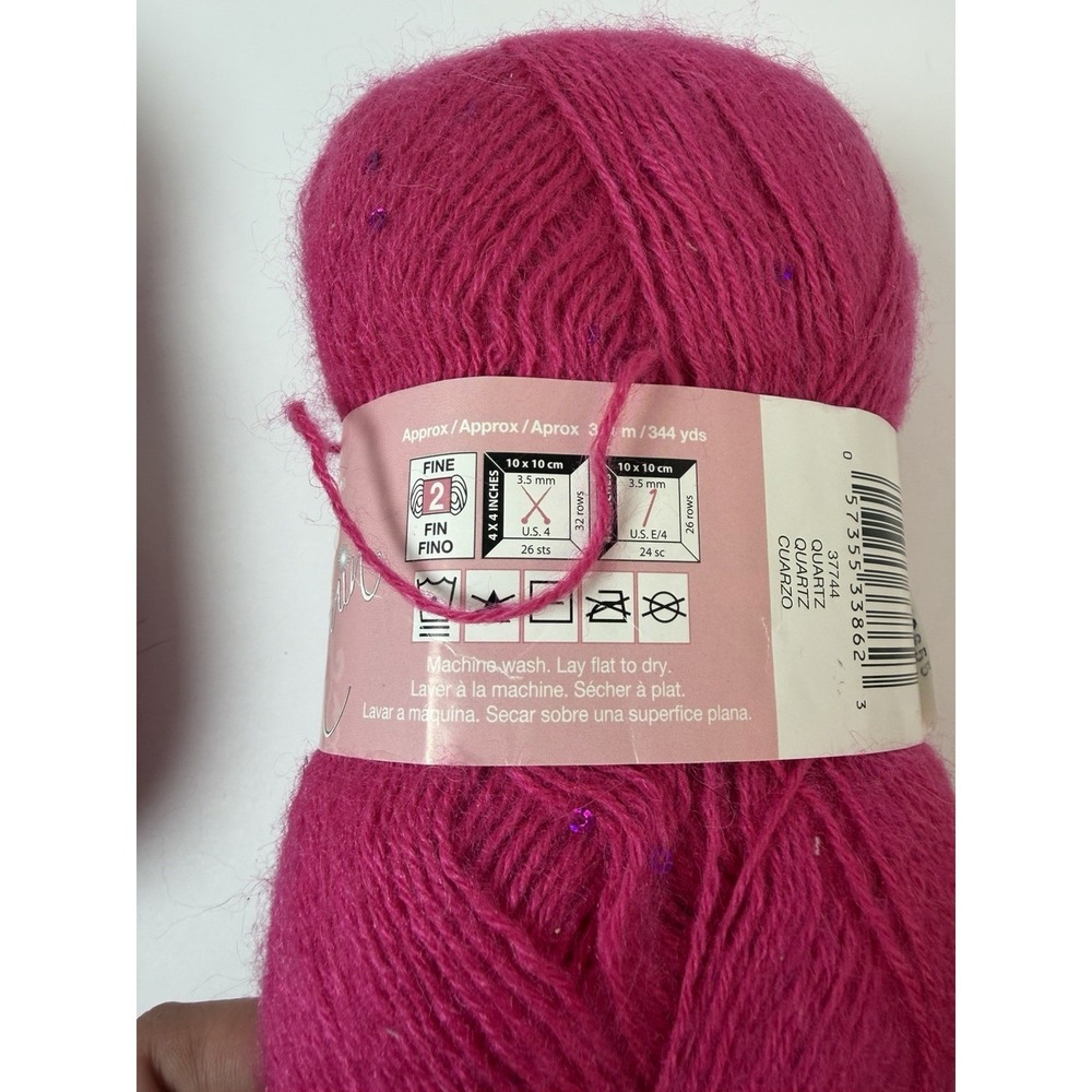 Patons Lace Sequin Quartz pink color Yarn Lot Of 2 - Picture 4 of 7